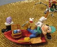 Enesco Mickey Goin Fishin  Disney Ornament Vntg w/Box